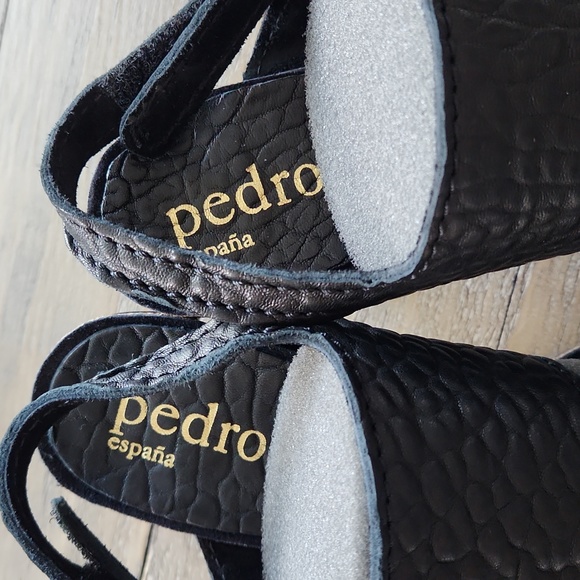 Pedro Garcia Women's Black Pebbled Leather Willy-ts Heels 38 1/2 - Picture 2 of 8